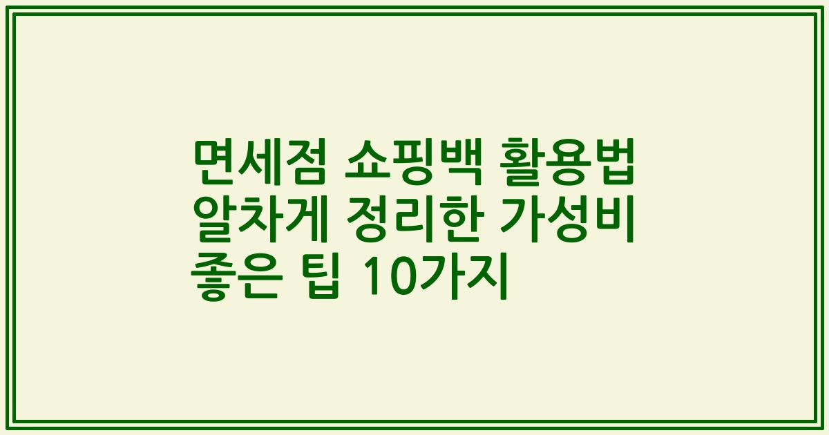면세점 쇼핑백 활용법 알차게 정리한 가성비 좋은 팁 10가지