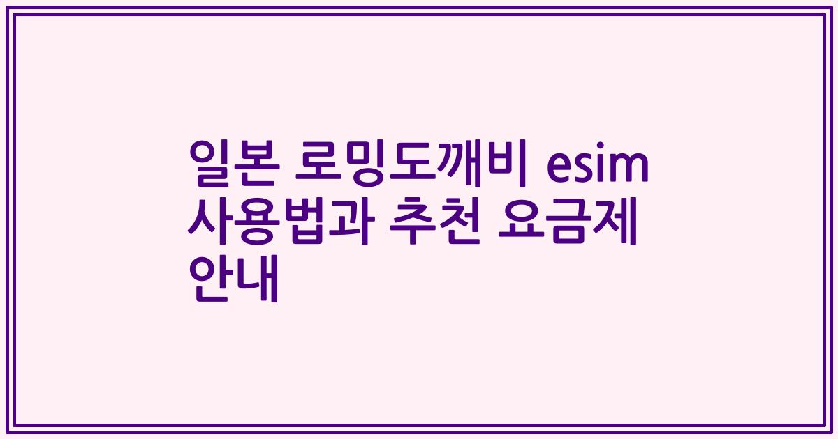 일본 로밍도깨비 esim 사용법과 추천 요금제 안내