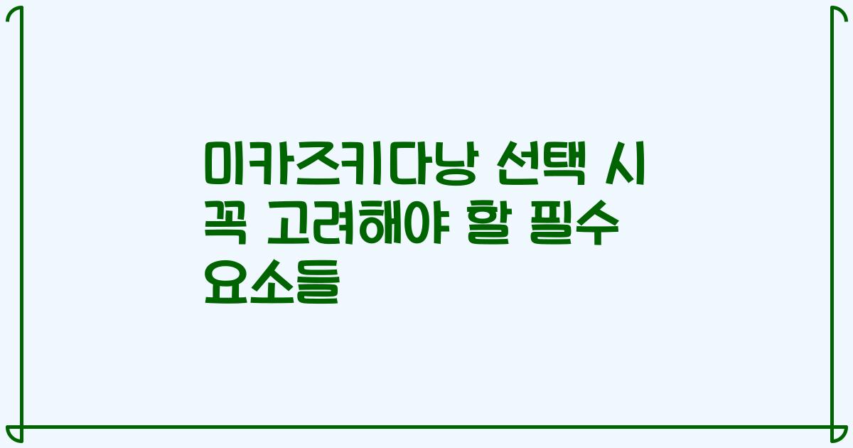 미카즈키다낭 선택 시 꼭 고려해야 할 필수 요소들